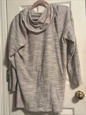 Lane Bryant Heathered Light Gray Cowl Neck Sweater Tunic